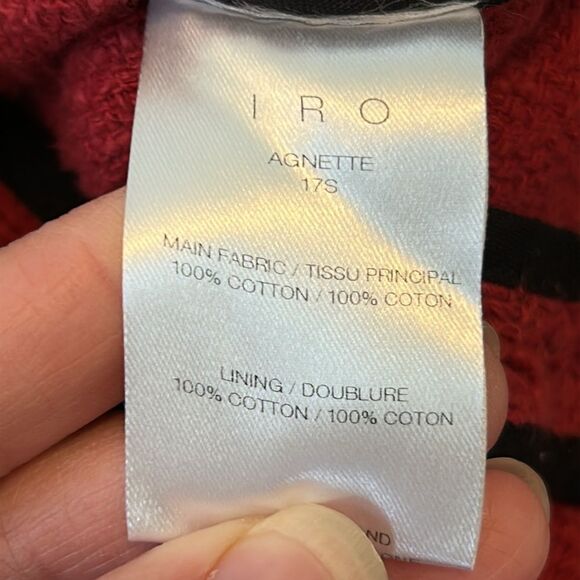 Iro Agnette Red Boucle Cotton Jacket Size 38 US 6 - Picture 5 of 11